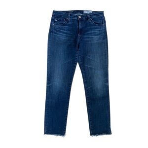 AG Adriano Goldschmied Prima Crop Cigarette Distressed Raw Hem Denim Jeans 28R